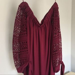 Express chiffon long sleeve blouse- maroon